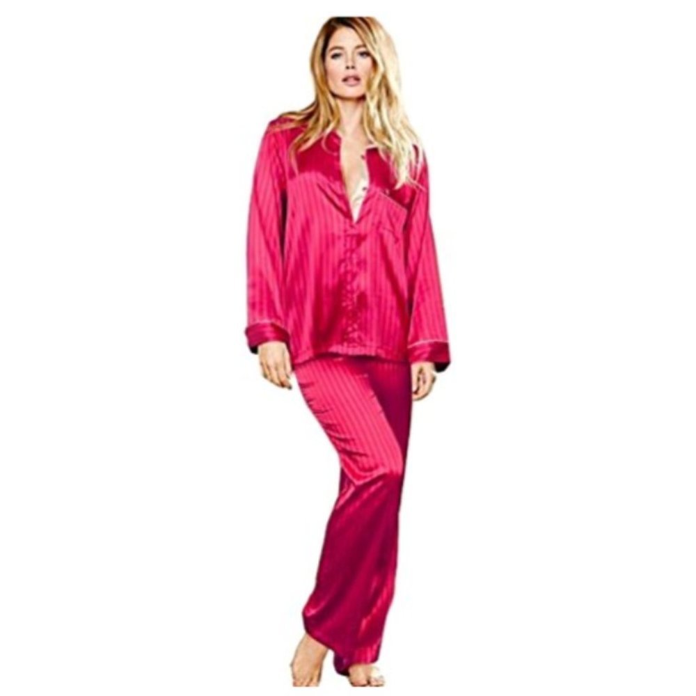 Victoria’s‎ Secret Afterhours Satin Pajama Set Medium Red Striped